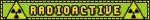 'radioactive' blinkie with flashing hazard symbols and yellow font on green background