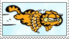 Garfield the cartoon cat flying rapidly through the air.