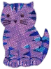 purple tabby cat sitting neatly